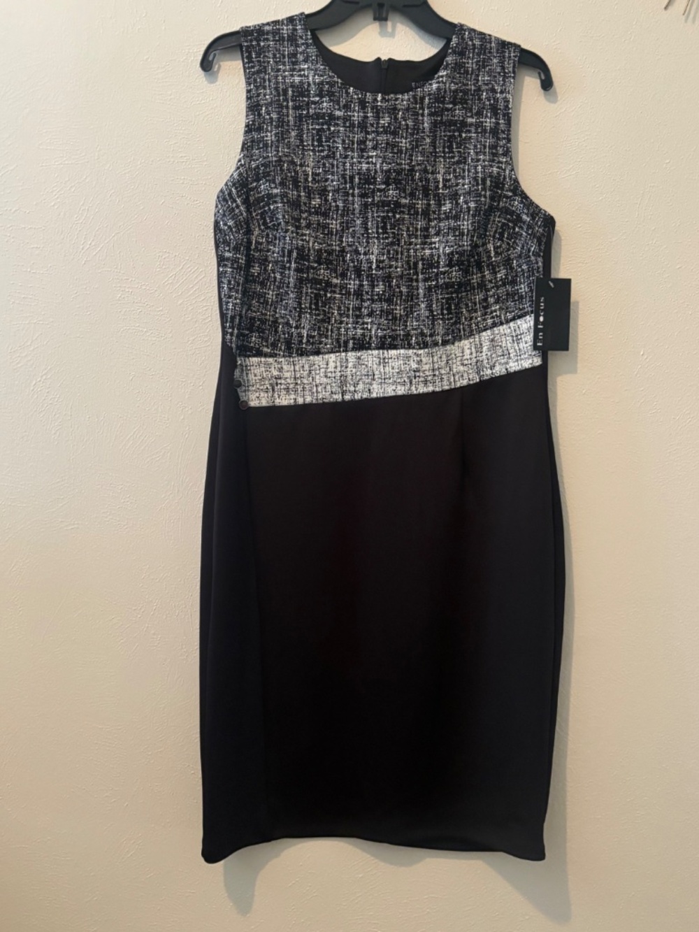 EnFocus Studio Style Black and White Midi Dress - Size 14